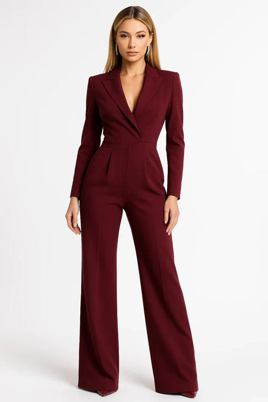 Eslaro Blazer Jumpsuit met V-hals en Wide-leg Pasvorm