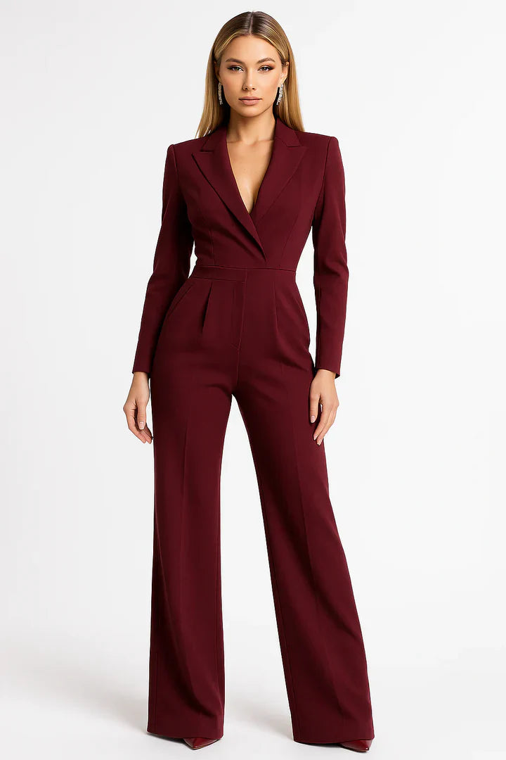 Eslaro Blazer Jumpsuit met V-hals en Wide-leg Pasvorm