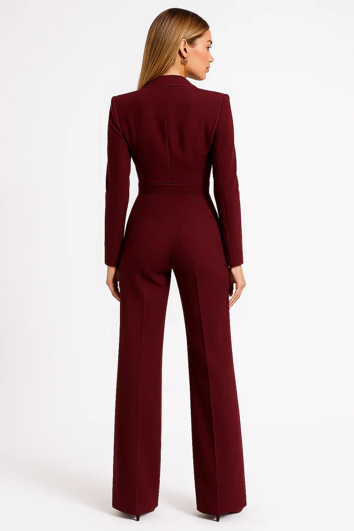 Eslaro Blazer Jumpsuit met V-hals en Wide-leg Pasvorm