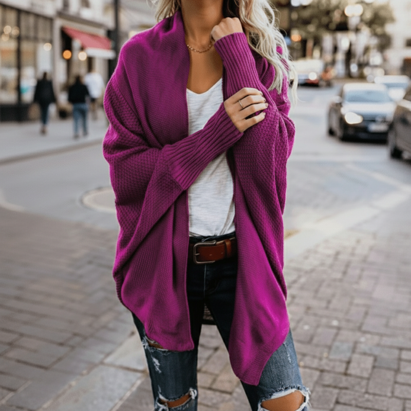 Trui met vleermuismouwen roze strakke fit vooraanzicht